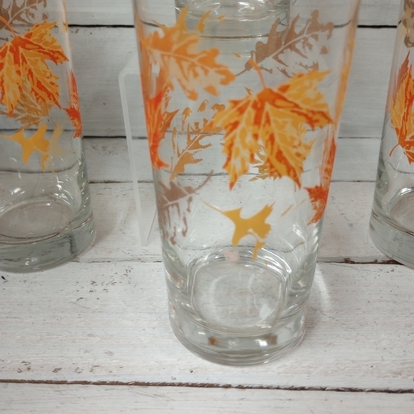 Vintage Libbey Fall Leaf Drinking Glasses Set of 4 – Autumn Leaves Tumblers - Picture 4 of 8